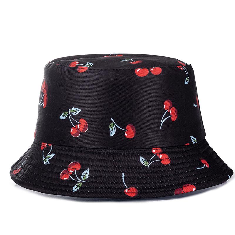 Hot Sale Unisex Bucket Hats Summer Double-sided Wear Fruit Printing Women Cap Outdoor Sun Hat Men Classic Panama Bucket Hat