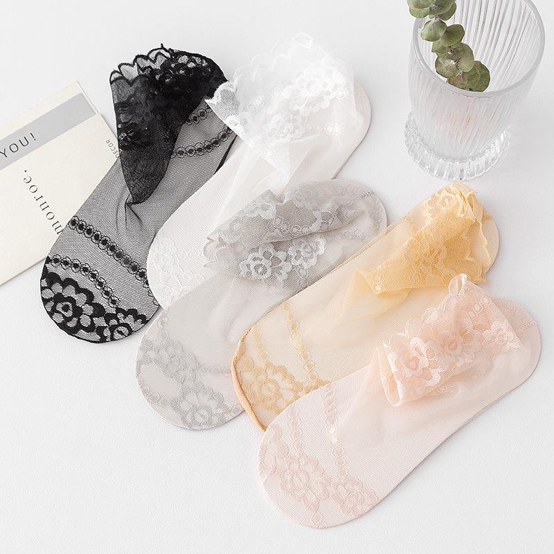 Women's Lace Breathable Cotton Low-Cut Socks - Invisible, Sweat-Absorbent, Summer Style