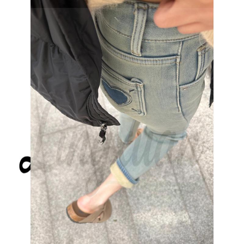 

Women s Light Blue High-Waisted Elastic Nine-Point Jeans - Autumn/Winter Collection M
