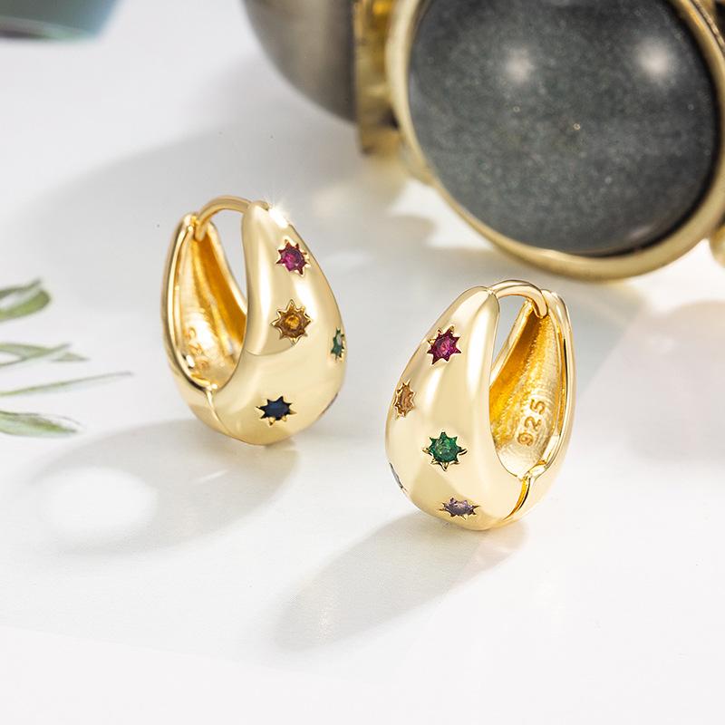 

Trendy New Fashion Zircon 925 Copper Earrings For Women With Simple Plum Blossom Earring Hoops And Elegant Earrings Gift