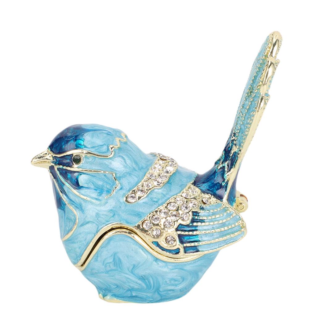 Bird Trinket Box Hinged with S Metal Enamel Jewelry Box Necklace Ear S Storage Birds Figurines Home Decor