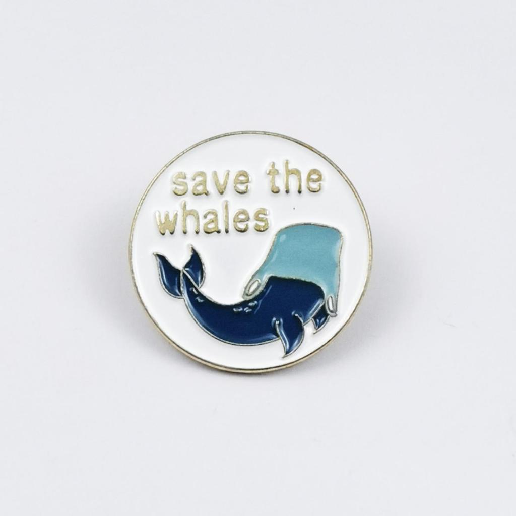 Whale Cartoon Badge: Protect Whales Clothing and Bag Accessory
