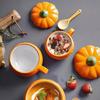 Ceramic Pumpkin Shape Mug With Lid Coffee Cup Halloween Dinnerware Perfect For Autumn Drink Decoration