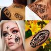 6 arkuszy duże tymczasowe tatuaże Chicano dla mężczyzn kobiety dorosły Guadalupe Gangster fałszywe tatuaże naklejki realistyczne Halloween czarna dekoracja tatuaż meksyk