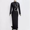 Elegant Rhinestone Bandage Evening Dress with Chain Detail