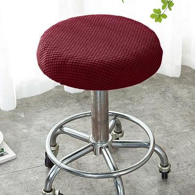 1PC Solid Color Fleece Fabric Elastic Round Stool Cover, Suitable for Restaurant and El Decoration