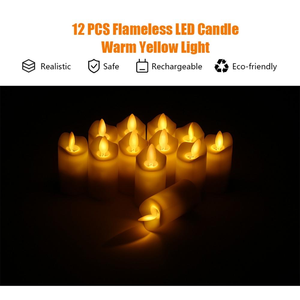 With Base LED Candles Warm Yellow Lighting Votive Candle Safe Artificial Candle Flame-Free