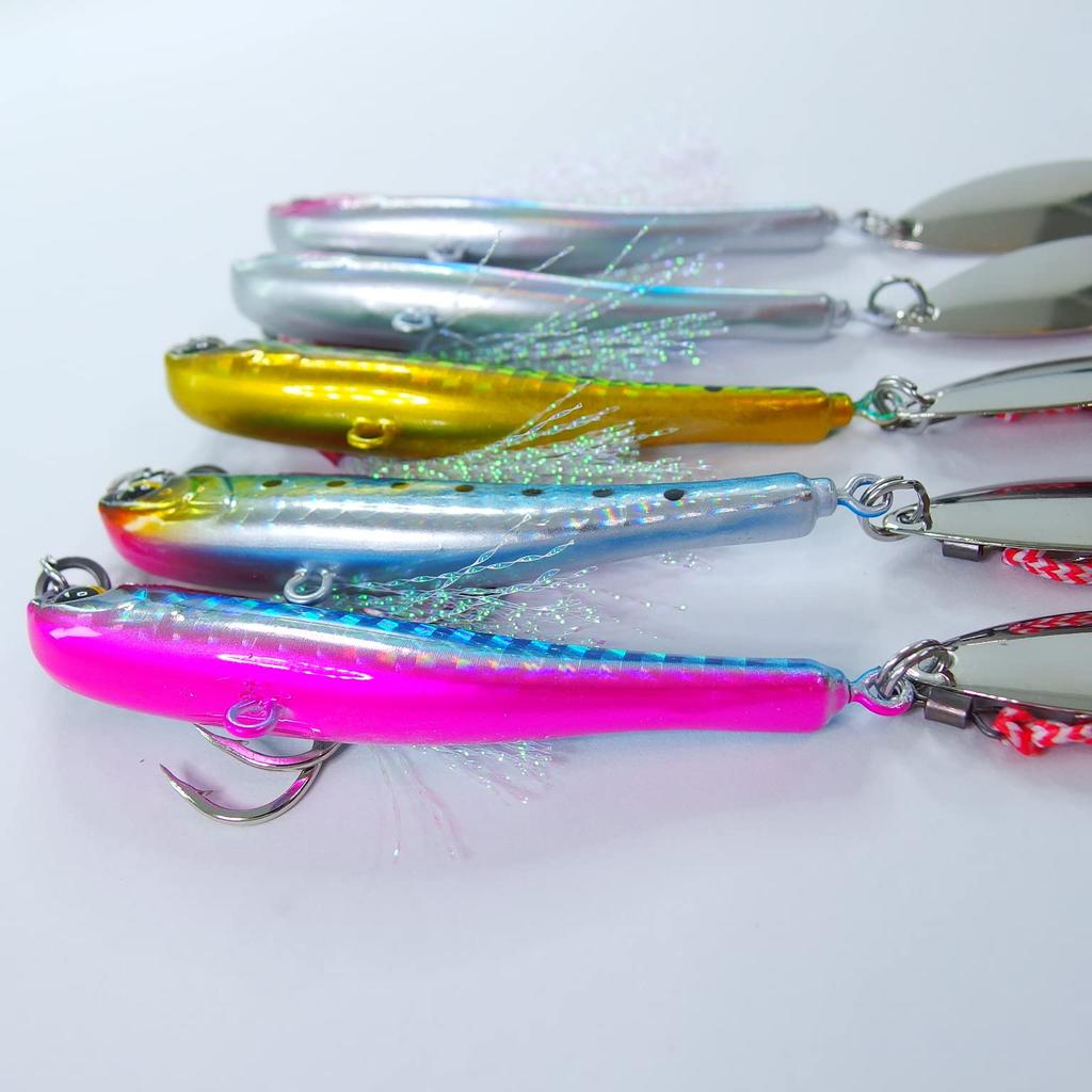 Momo Lure Easy Maki Jig Set for Sea Red Sea and Blue [momo Lure] 5-piece Bass, Bream, Grouper, Fish. (40g - 5-piece Set)