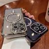Nové módní třpytivé diamantové průhledné pouzdro pro iPhone 16 15 14 Plus 13 12 11 Pro Max magnetický kryt zad pro bezdrátové nabíjení