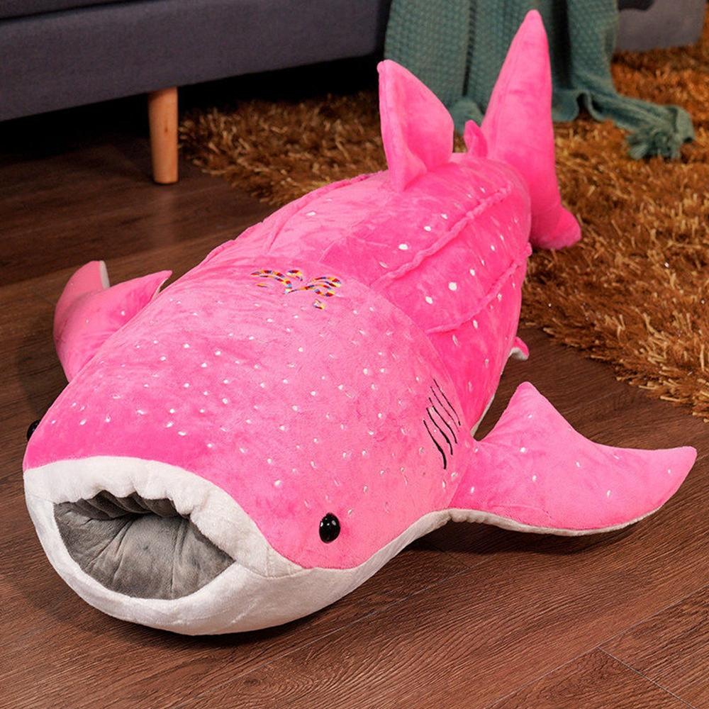 50 cm Grote Cartoon Walvis Pluche Speelgoed Blauwe Walvis Grote Mond Rug Vlek Vorm Patroon Kinderbank Kussen Verjaardagscadeau 50cm pink