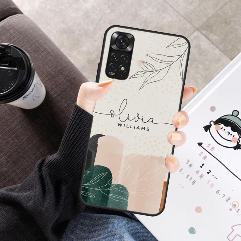 Custom Aesthetic Nature Monogram Name Case For Xiaomi Redmi Note 11 10 9 8 12 Pro 10S 11S 12S Cover For Redmi 10 10A 9C 10C 12C