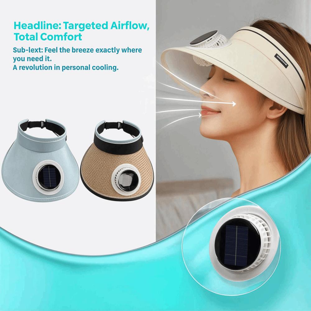 Wide Brim Outdoor Visor Hat Solar Powered Fan Beach Sunshade Hat Sun Hat with Fan Beach