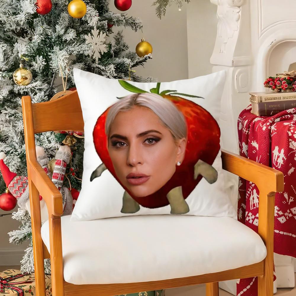 

Funny gaga meme lady Pillow Case Silky Short Plush with Invisible Zipper Dustproof Sofa Cushion Cover for Home Decor 30x30cm