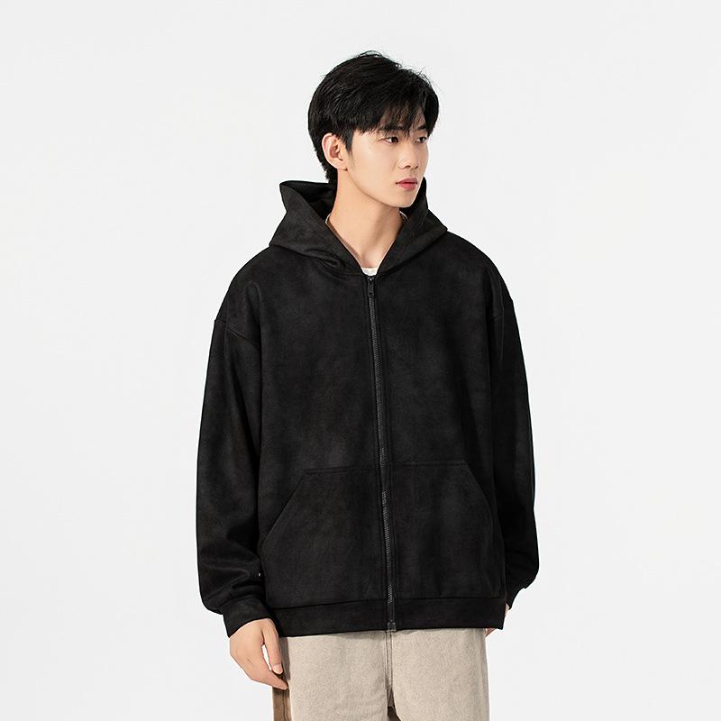 

Американский винтажный свитер мужской с капюшоном весна-осень свободный подростковый студенческий кардиган верхняя куртка 4XL чёрный