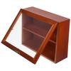 Wooden Display Cabinet With Acrylic Door 2 Tier Desktop Vintage Style Small Display Cabinet Desktop Organizer For Collectibles