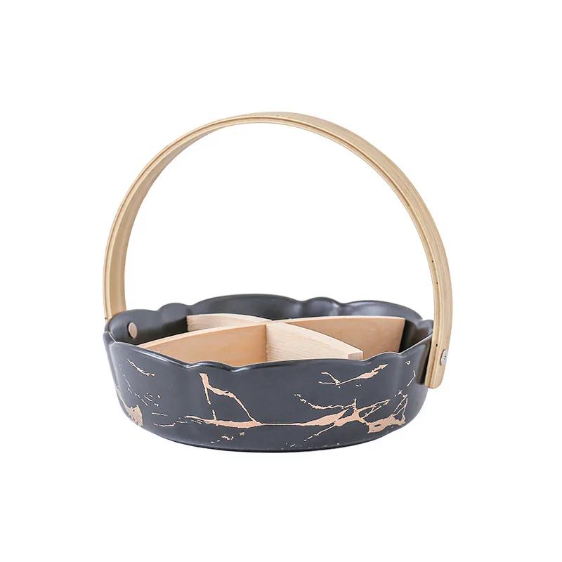 

Керамический поднос для фруктов серии Lace Gold, тарелка для сухофруктов, десертов, конфет, коробка для хранения закусок, поднос для орехов