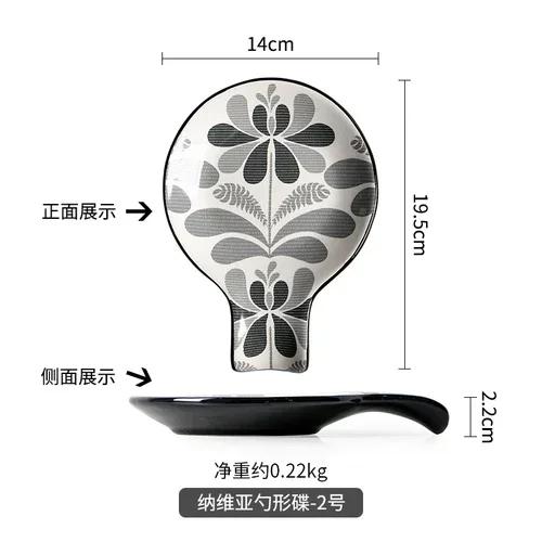 Specialty Restaurant Ceramic Plates, Creative Spoon Shaped Flower and Bird Patterned Snack Plates, Irregular Dessert Plates
