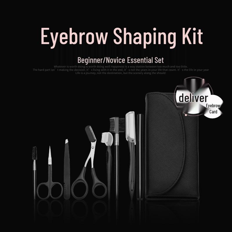 8-Piece Multi-functional Eyebrow Trimming Set with Razor - Beauty Tools for Quick Grooming