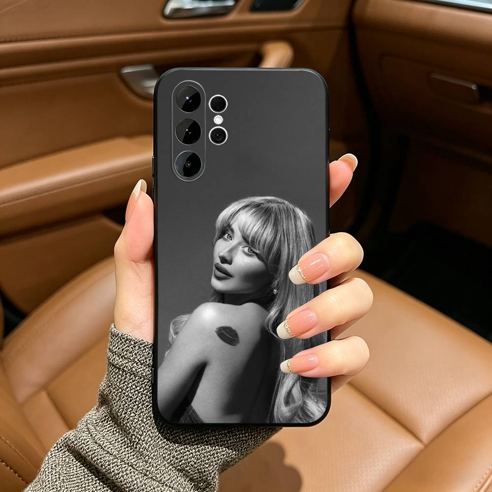 Singer S-Sabrina C-Carpenter  Black Soft Silicone Phone Case for Samsung Ultra S25, S24, S21, S22, S23, S30, Plus, FE, Lite