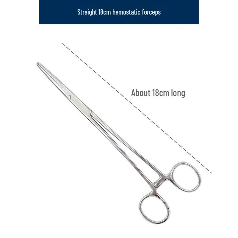 Stainless Steel Hemostatic Forceps Tweezers with Straight/Curved Tips & Needle Holder for Pet and Fishing Hook Removal