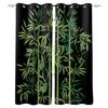 Gold Leaves on Black Background Window Curtain for Living Room Bedroom Home Decor Kitchen for Window Drapes