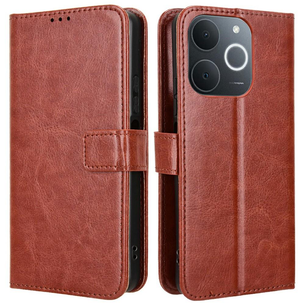 PU-Lederhülle für Realme Note 70T 4G/Narzo 80 Lite 4G/Realme C71 4G (Indien) Crazy Horse Textur Handyhülle mit Geldbörse und Trageriemen