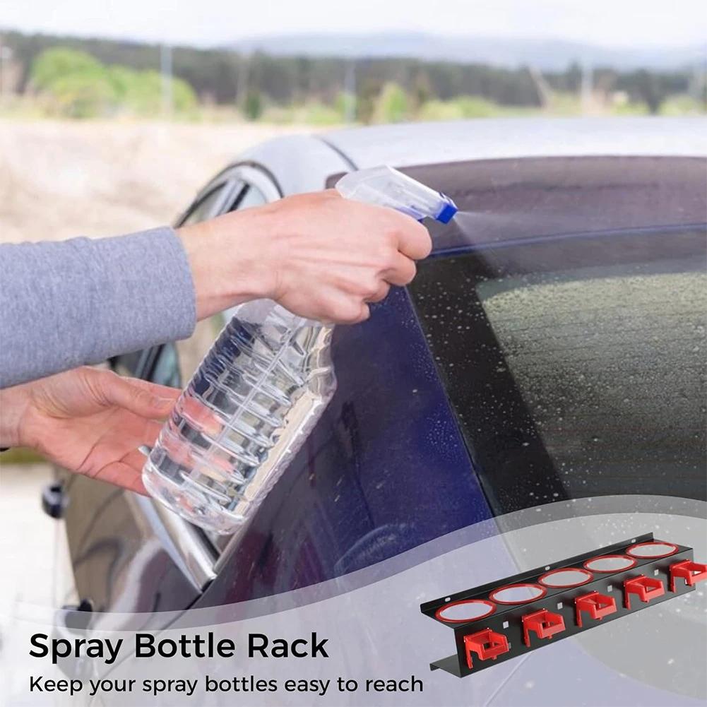 Auto Cleaning Detailing Tools Hanger 5 Holes & 5 Hanging Hooks Spray Bottle Wax Can Hanging Rack Car Detailing Organizer Holder