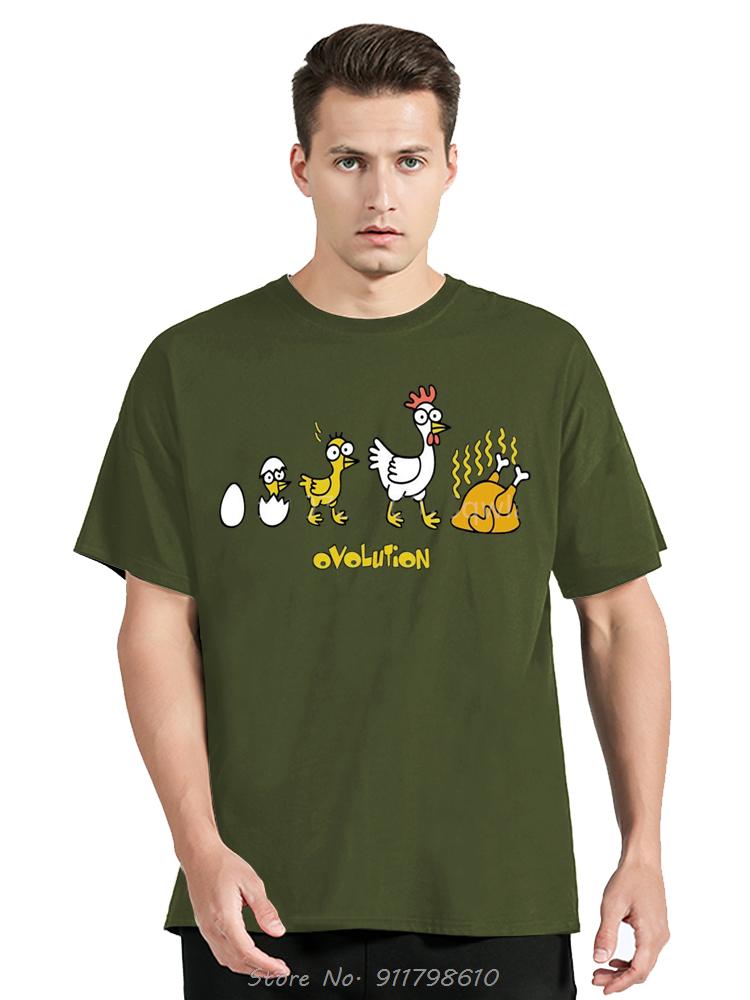 Ovolution Funny T-shirt Chicken Evolution Joke Party Xmas Christmas Gift T-shirt Tops Crew Neck Short Sleeves Fashion Streetwear