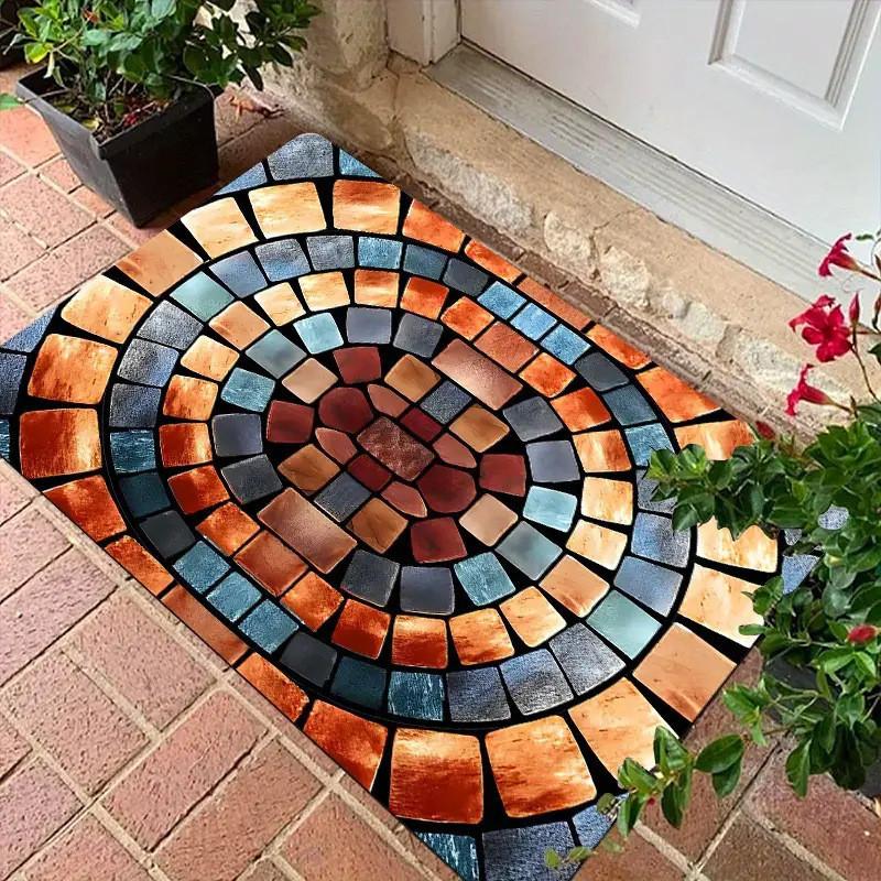 3d Visual Door Mat With Crystal Velvet Fabric For Home Entrance Decor