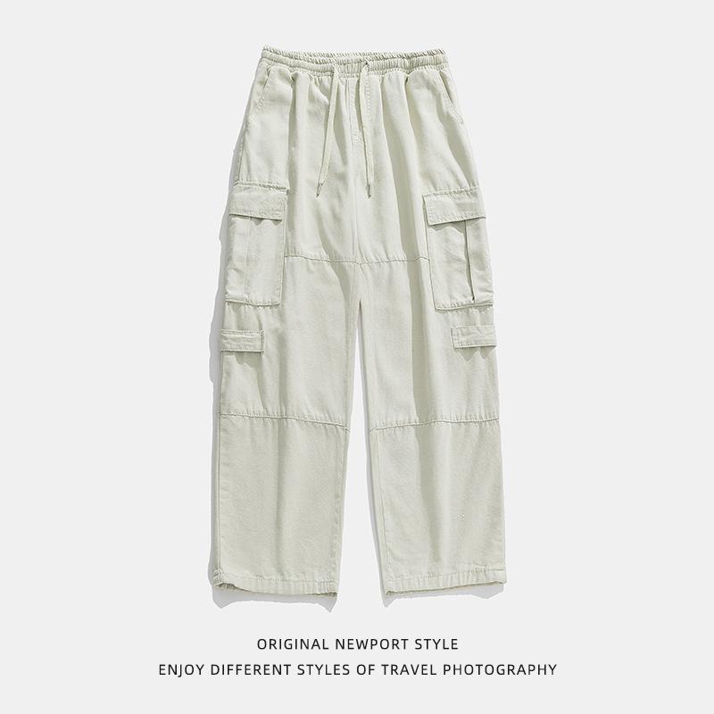 Men's Mountain Outdoor Tooling Pocket Casual Pants Spring New Splicing Design Loose Trousers Q