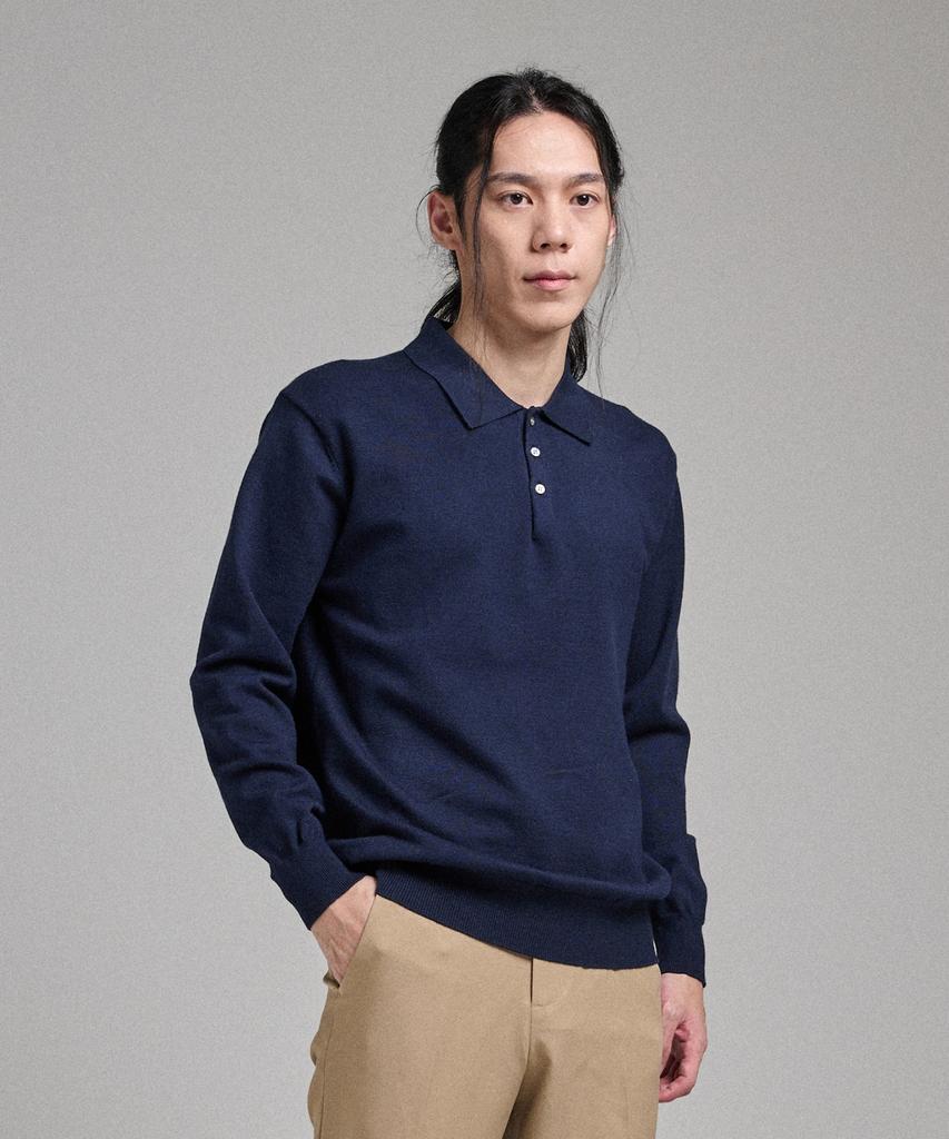 ANALOG MOOD Semi-Collar Neck Knit (Navy)