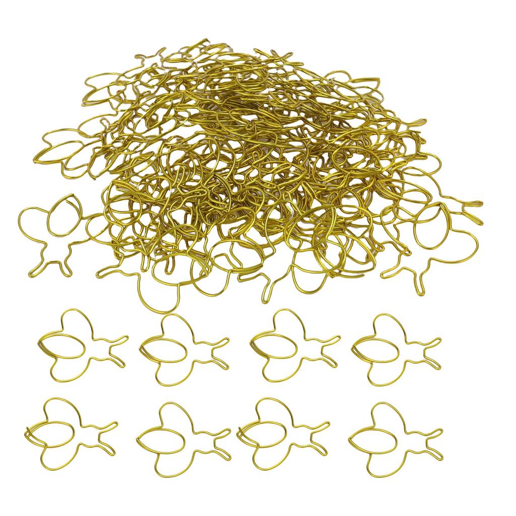 80Pcs Cartoon Bee Paper Clips Cute Shaped Fun Bookmarks with Transparent Box School Supplies Gold