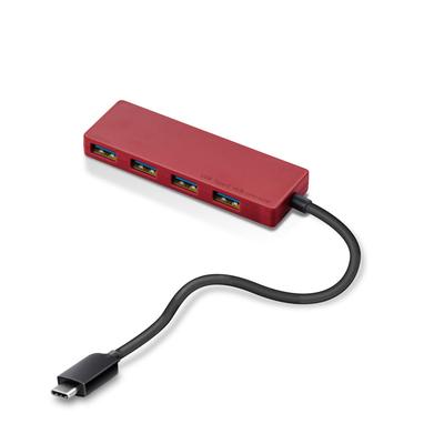 ELECOM USB Hub Gen1 A Female 4 Ports Bus Powered 15cm Cable Compatible with GO Pro Red USB3.1 Type-C MacBook/iPad/Surface 7/Chromebook Etc.