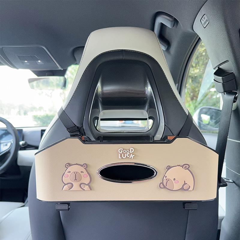 Aufbewahrungsbox für die Rücksitzlehne mit Taschentuchhalter & Getränkehalter - Multifunktionaler Organizer