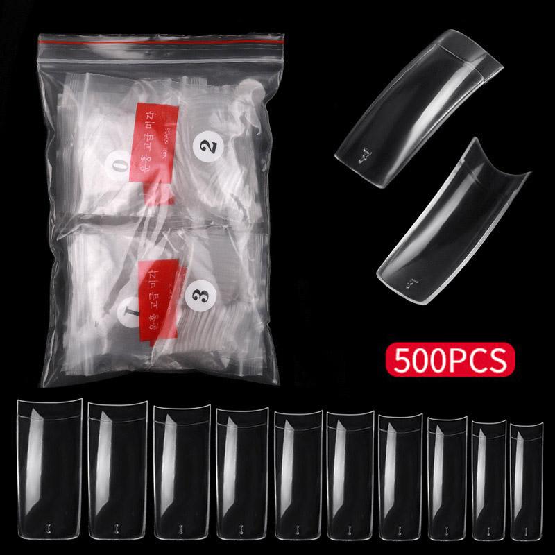 500 pcs/bag French Full Cover False Nail Tips Without Trace Acrylic Artificial Fake Nails Art Manicure Tools
