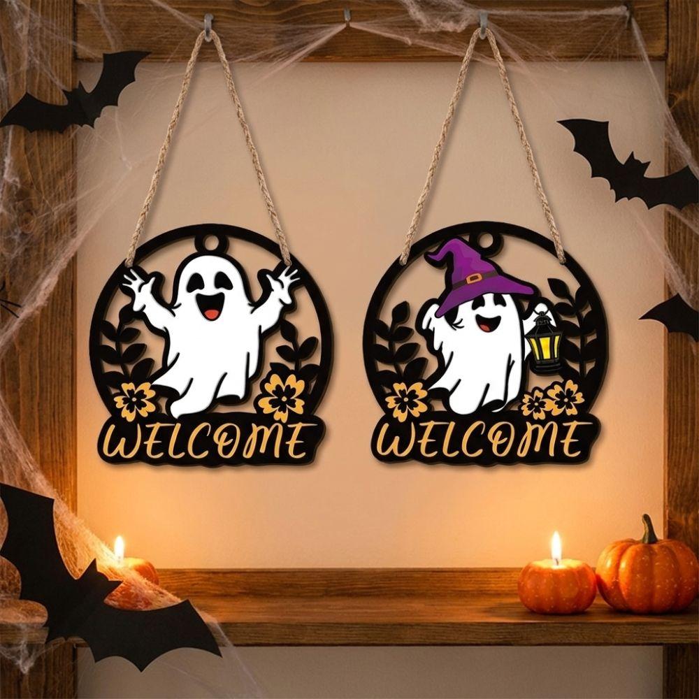 Hollow Out Halloween Ghost Door Hanger Cartoon Ghost Hanging Plaque Living Room
