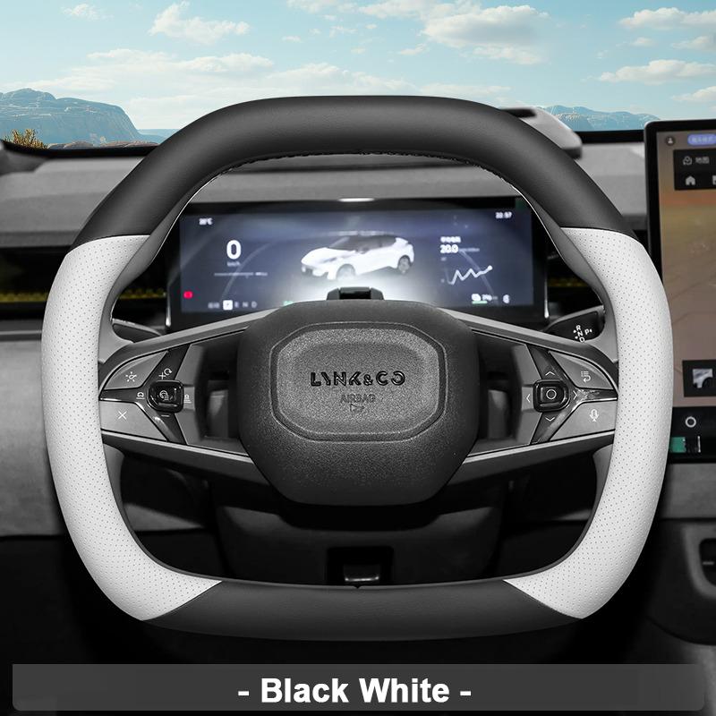 

For Lynk & Co Z20 2026 Z10 2026 2026 Car Auto Steering Wheel Cover Anti Slip and Breathable Accessories Double D Type чорний білий колір