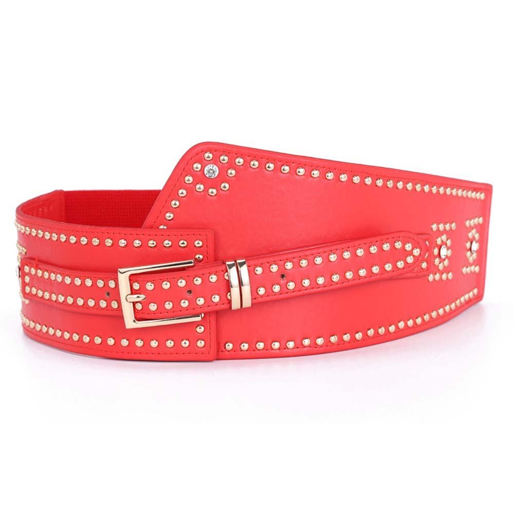 Personalized Design Rivet Wide Waistbands Adjustable Irregular Leather Belt Skirt Accessories