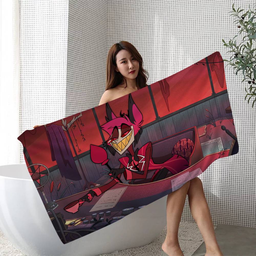 Alastor Hazbin Hotel Anime Couverture Microfibre Séchage Rapide Serviettes de Plage Impression Surdimensionnée Super Absorbante Couverture Serviette de Piscine Polyester 80x160cm