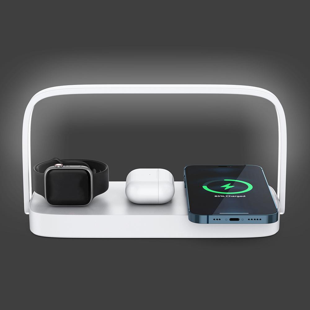 Schnelllade-Ständer 4 in 1 Multifunktion 15W Kabelloses Ladegerät Tragbare LED-Lese-Nachtlampe Kabelloses Ladegerät für iPhone 17 16