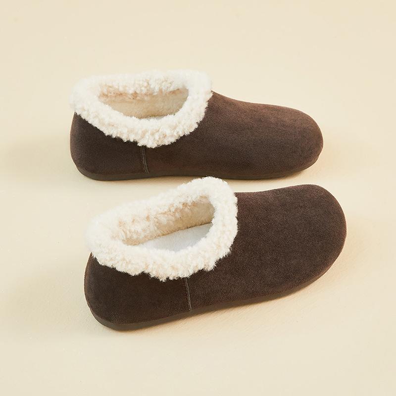 

Зимние теплые мокасины для женщин, лоферы из искусственной замши с пушистой плюшевой подкладкой, нескользящие домашние балетки, женская обувь для ходьбы из искусственного меха для дома и улицы 40 коричневый