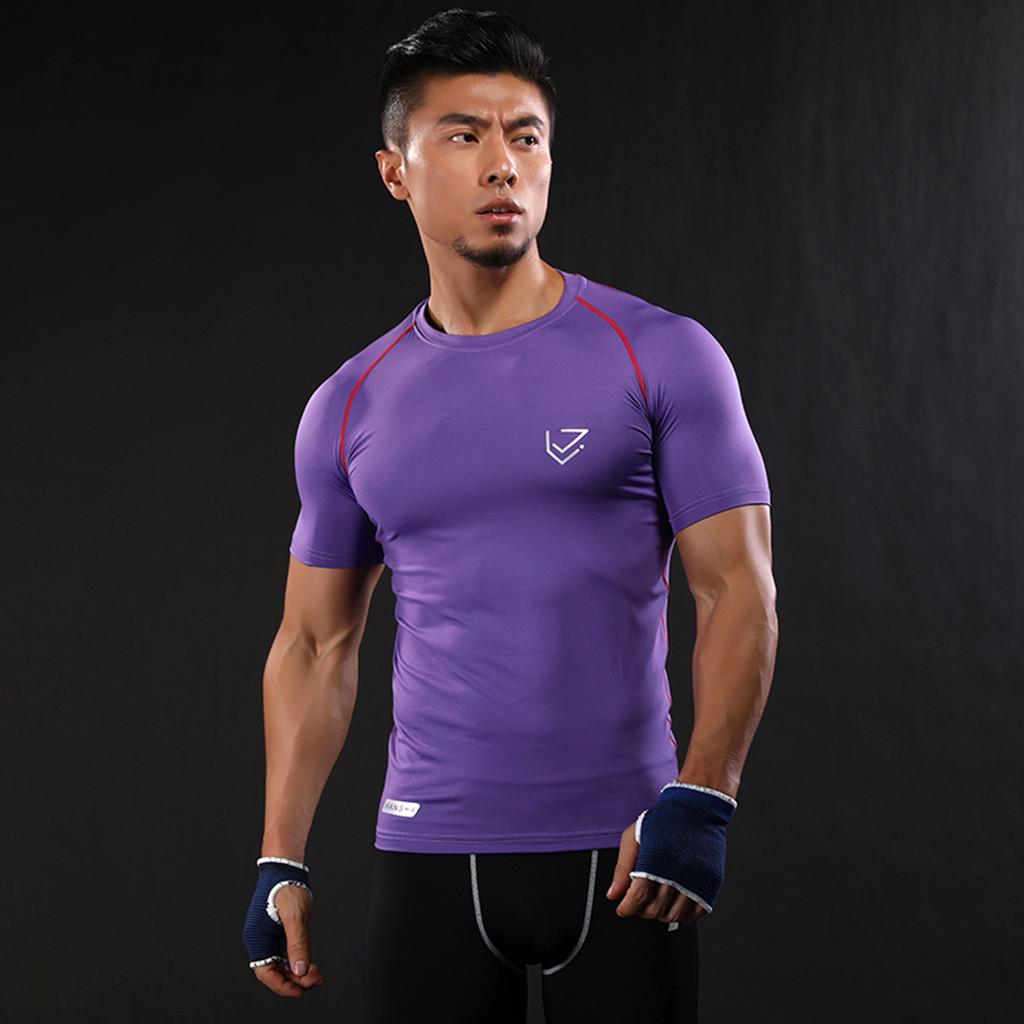 Men/'s Compression Tops Athletic Running Training Gym T-shirts Dri fit Base Layer