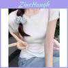 Dopamine Yellow Knit Ice Silk Short Sleeve Tshirt For Summer Casual Wear