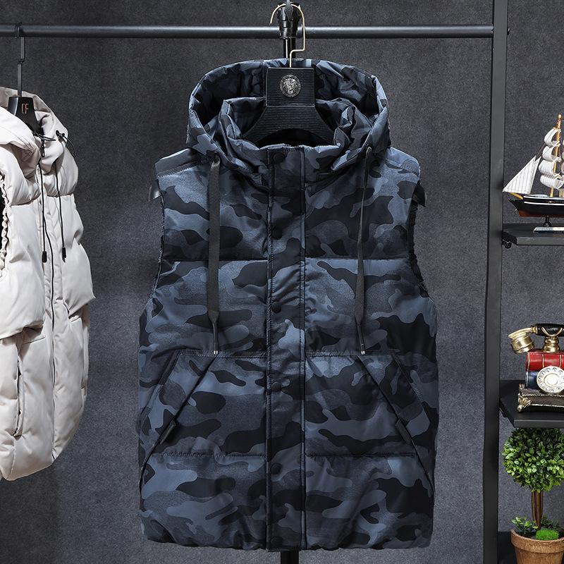 Men S Thickened Detachable Hood Camouflage Work Sleeveless Waistcoat Vest Outerwear