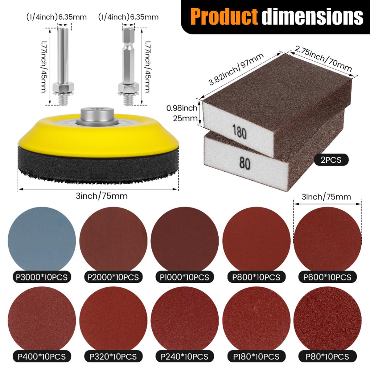 

100Pcs 100mm Sanding Disc 40-800 Grit Sandpaper Buffing Wheel Hook And Loop Backing For sandpaper tray For Polishing Grinding