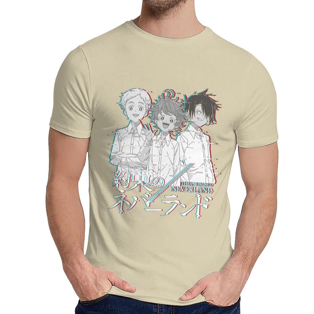 Wysokiej jakości bawełna Neverland Manga Ray Vaporwave Anime Koszulka Męska S Harajuku Młody Styl Klasyczny O
