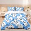 Ensemble Housse de Couette Requin Dessin Animé pour Enfants Ensemble de Literie Requin Bleu Housse de Couette Adorable Animal Marin avec 2 Taies d'Oreiller Décoration de Chambre