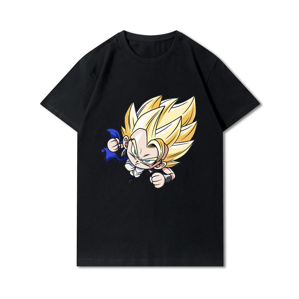 Anime Dragon Ball Printed Men T Shirts Round Neck Cotton Tops Summer Casual Black Tees