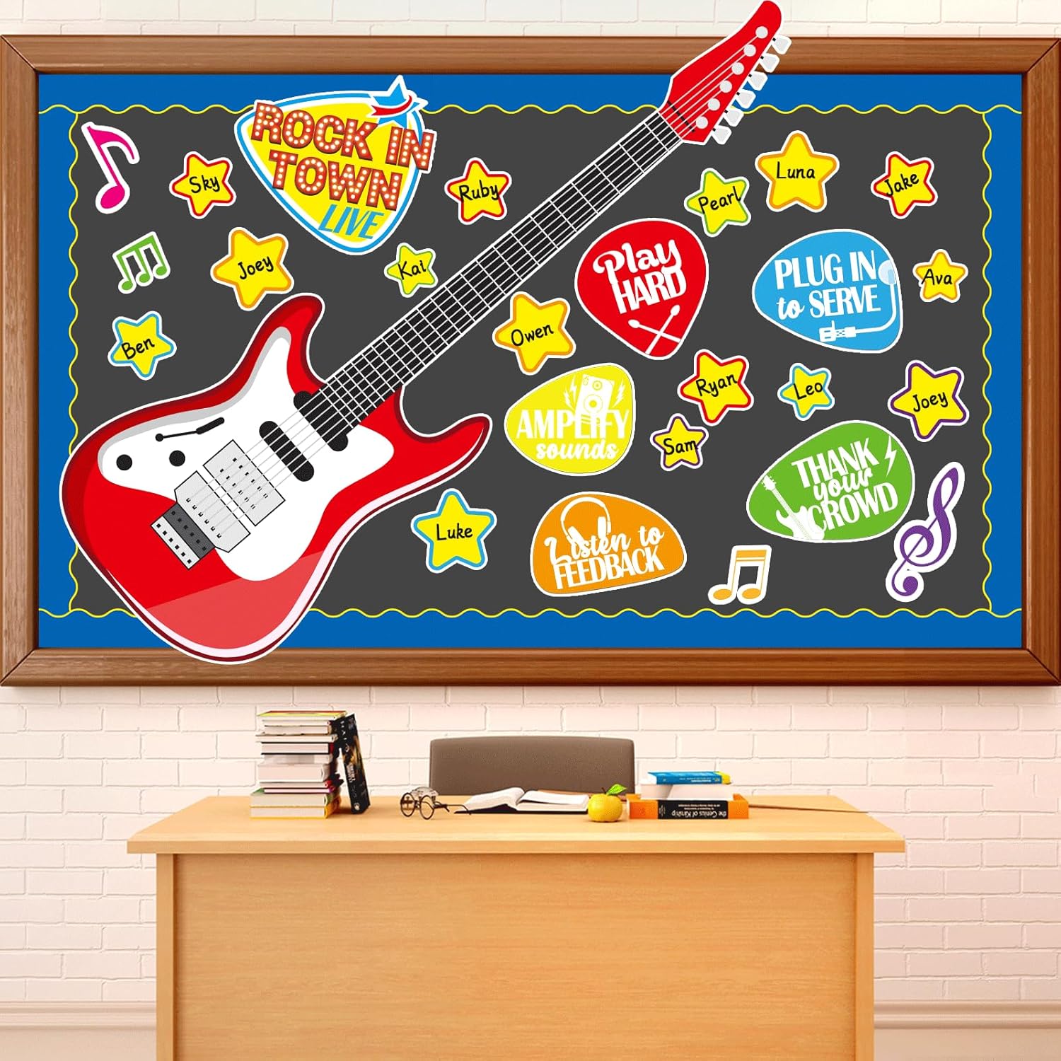 Музыкальная доска объявлений Декор для класса Вырезки в виде нот Набор досок объявлений на тему гамм для учителей Украшения для учеников Назад в школу Детский сад Guitar