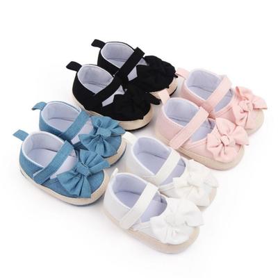 Non-slip Baby Girls Shoe Solid Color Infant Newborns Crib Shoes Butterfly Knot Shoes  Newborns Crib